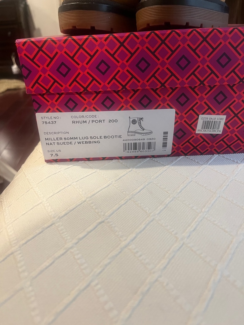 Tory Burch Chestnut Suede Lace-Up Platform Boots - Picture 3 of 4